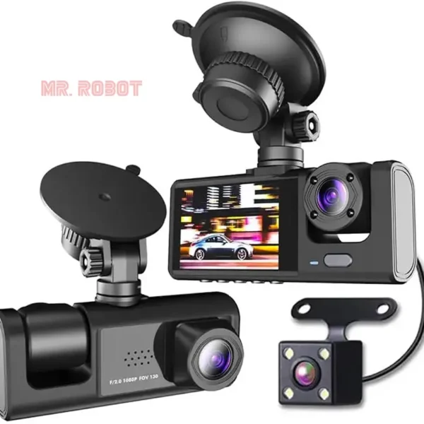 Dash Camera Full HD 1080P avec 3 Caméras – Sécurité et Enregistrement à 360° | MrRobot.ma – Image 3