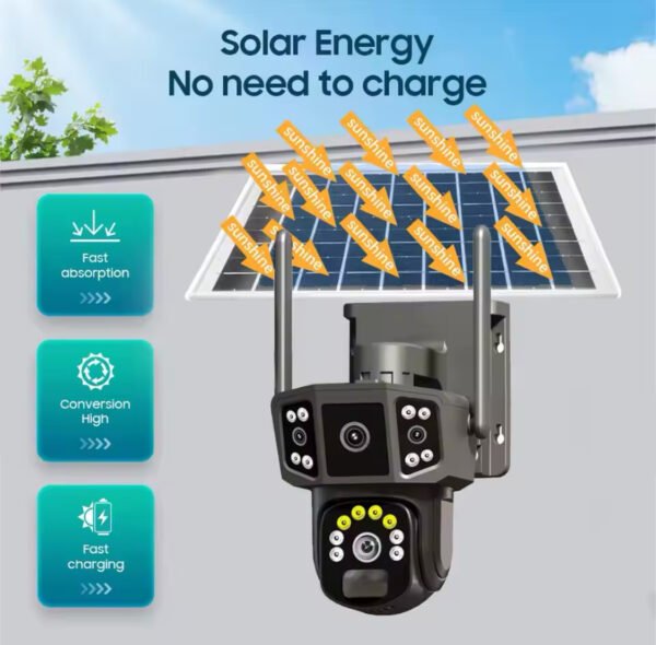 Caméra de Surveillance Solaire 4G 6K 12MP HD – Sécurité Sans Fil et Ultra HD | MrRobot.ma